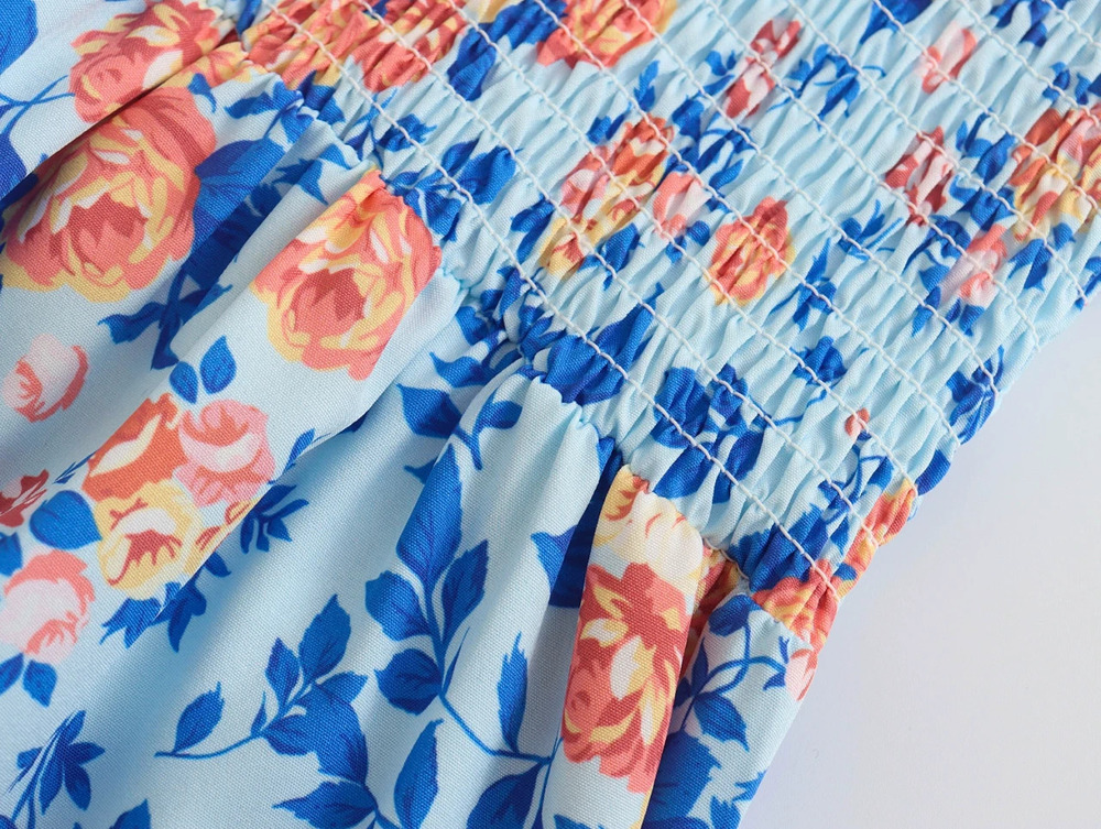 Spring Blue Floral Print Camisole Dress